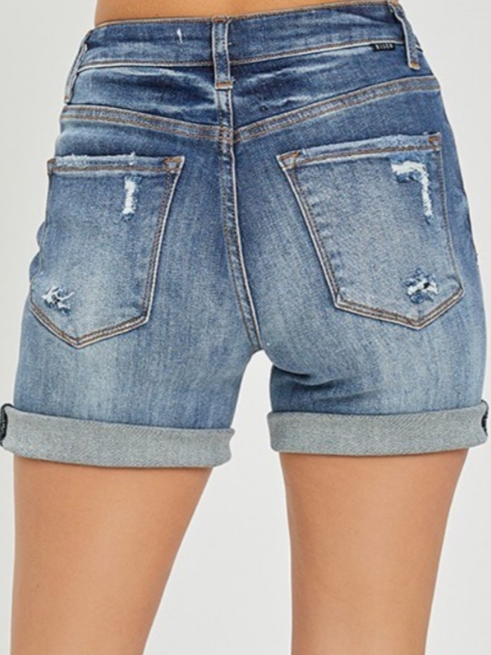 275 ❤️RISEN HIGH RISE DISTRESSED ROLL UP SHORTS - Picture 3 of 3